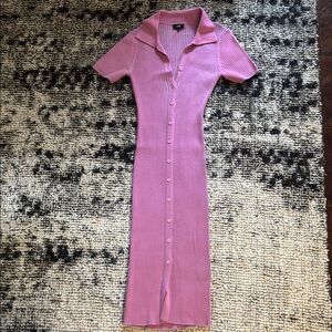 Elegant Pink Ribbed‎ Dress